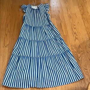J. Crew Factory Blue and White Striped Dress